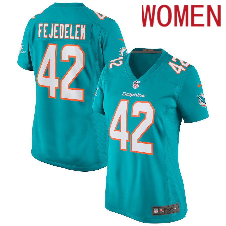 Women Miami Dolphins #42 Clayton Fejedelem Nike Green Game NFL Jersey->women nfl jersey->Women Jersey